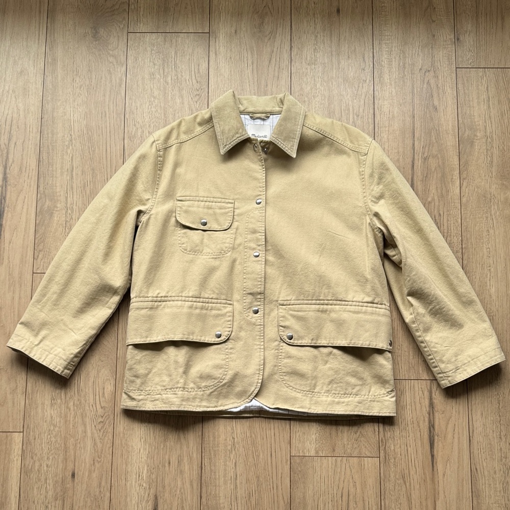 Madewell Women’s XL Light Tan Canvas Barn Jacket Utility Coat Snap Button